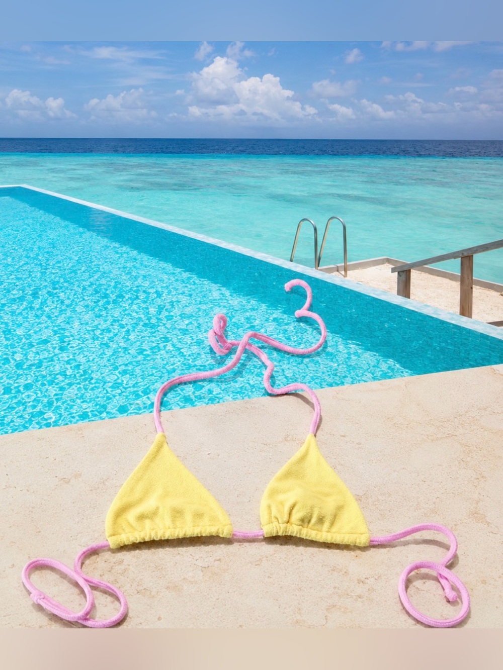 👙 RARE Margot Beach Bunny Triangle Terry Bikini Top Yellow/Pink💖 by Summer Haus